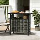 Hearth and Haven Patio Bar Table with Cabinet in Mixed Gray, , large