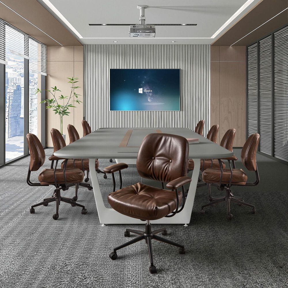 HOMLUX Executive Office Chair with PU Fabric Cushion in Dark Brown, , large
