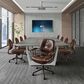 HOMLUX Executive Office Chair with PU Fabric Cushion in Dark Brown, , large