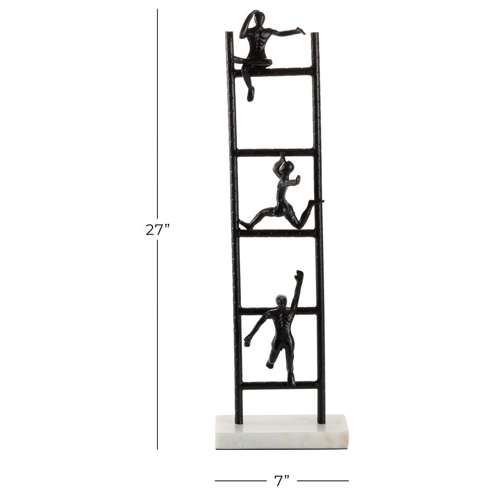 Maple and Jade 27&quot; Human Climbing Ladder Sculpture in Glossy Black, , large
