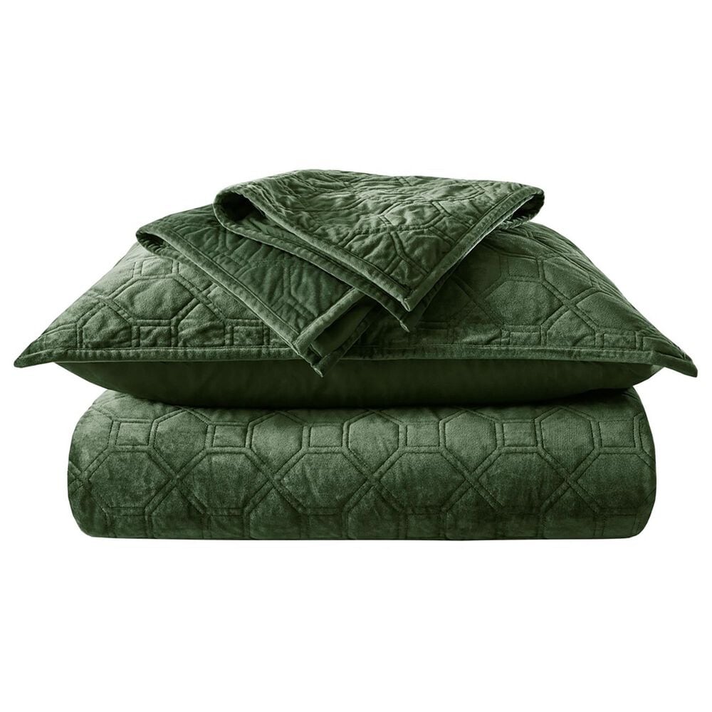 Hampton Park Harper 3-Piece Full/Queen Velvet Quilt Set in Taupe, , large