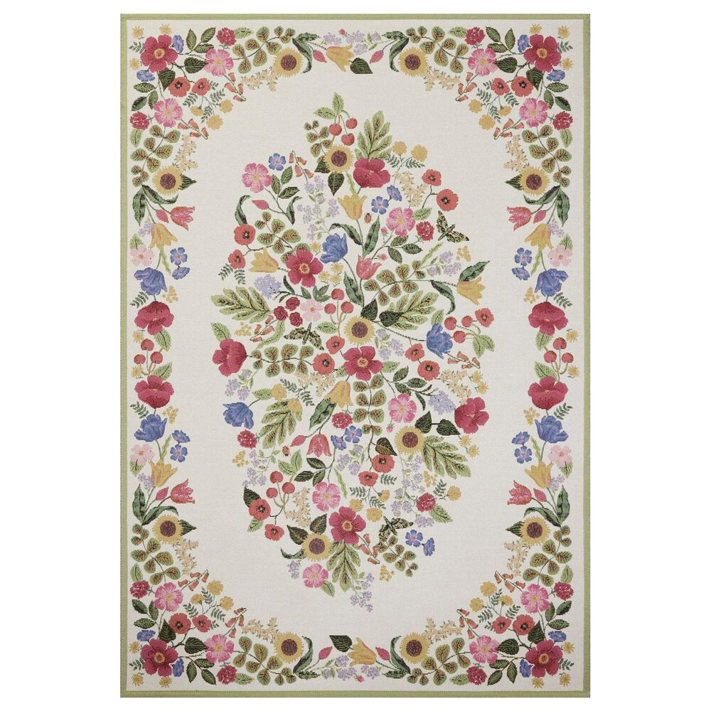 Rifle Paper Co Perennial Blossom 2"5" x 3"11" Cream Area Rug, , large