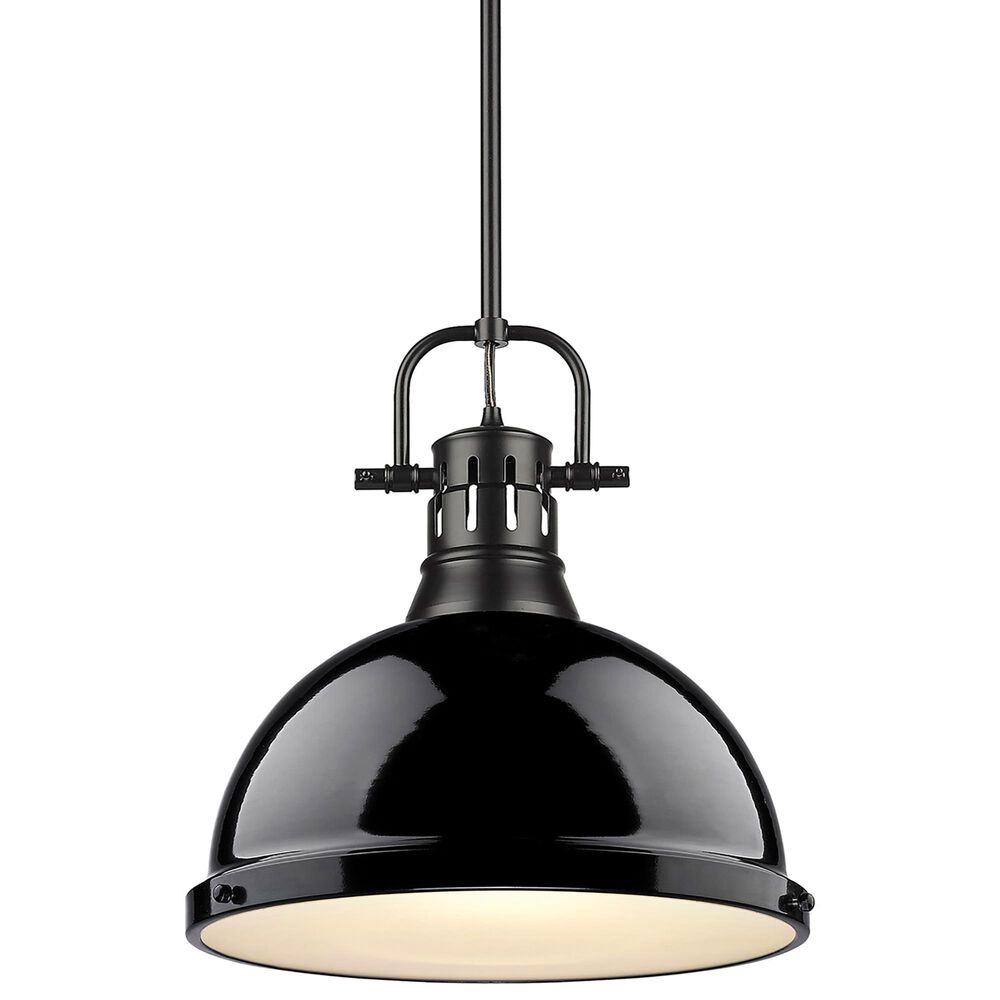 Golden Lighting Duncan 1-Light Pendant with Rod in Matte Black, , large