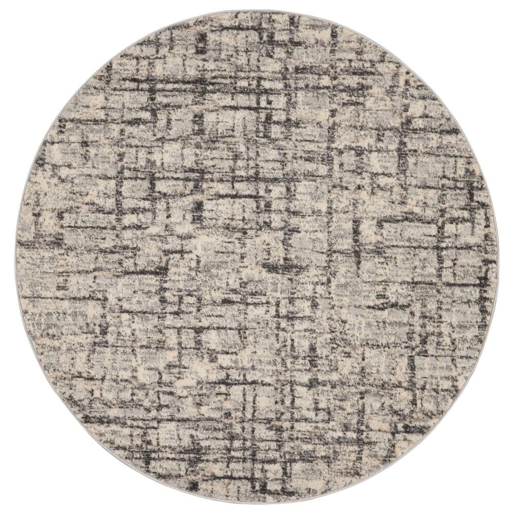 Nourison Rush 4&#39; Round Ivory and Grey Area Rug, , large