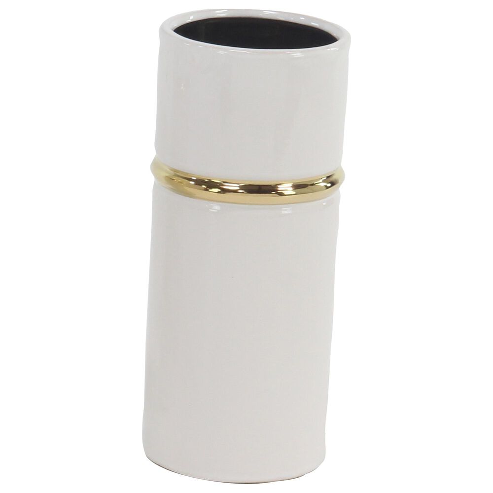 Maple and Jade Glam Vase with Equator Belt in White and Gold &#40;Set of 3&#41;, , large