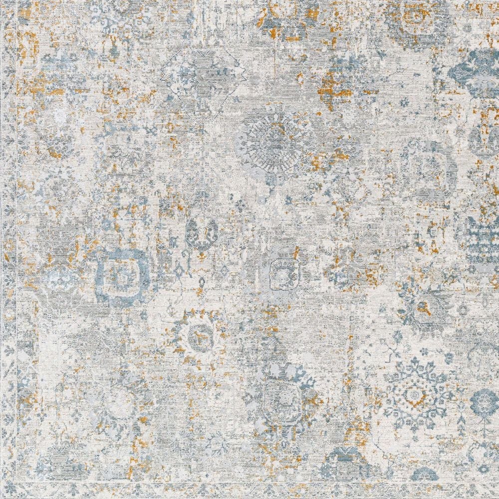 Surya Dresden DRE-2323 Medium Gray, Gray, White, Denim, Mustard and Light Slate 6&#39;7&quot; x 9&#39;6&quot; Area Rug, , large