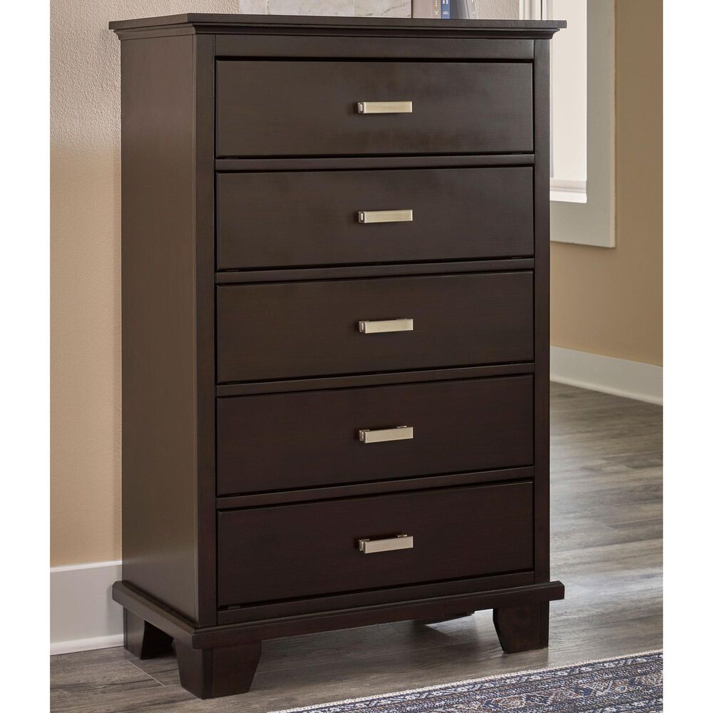 Ashley Covetown 5-Drawer Chest in Dark Brown, , large