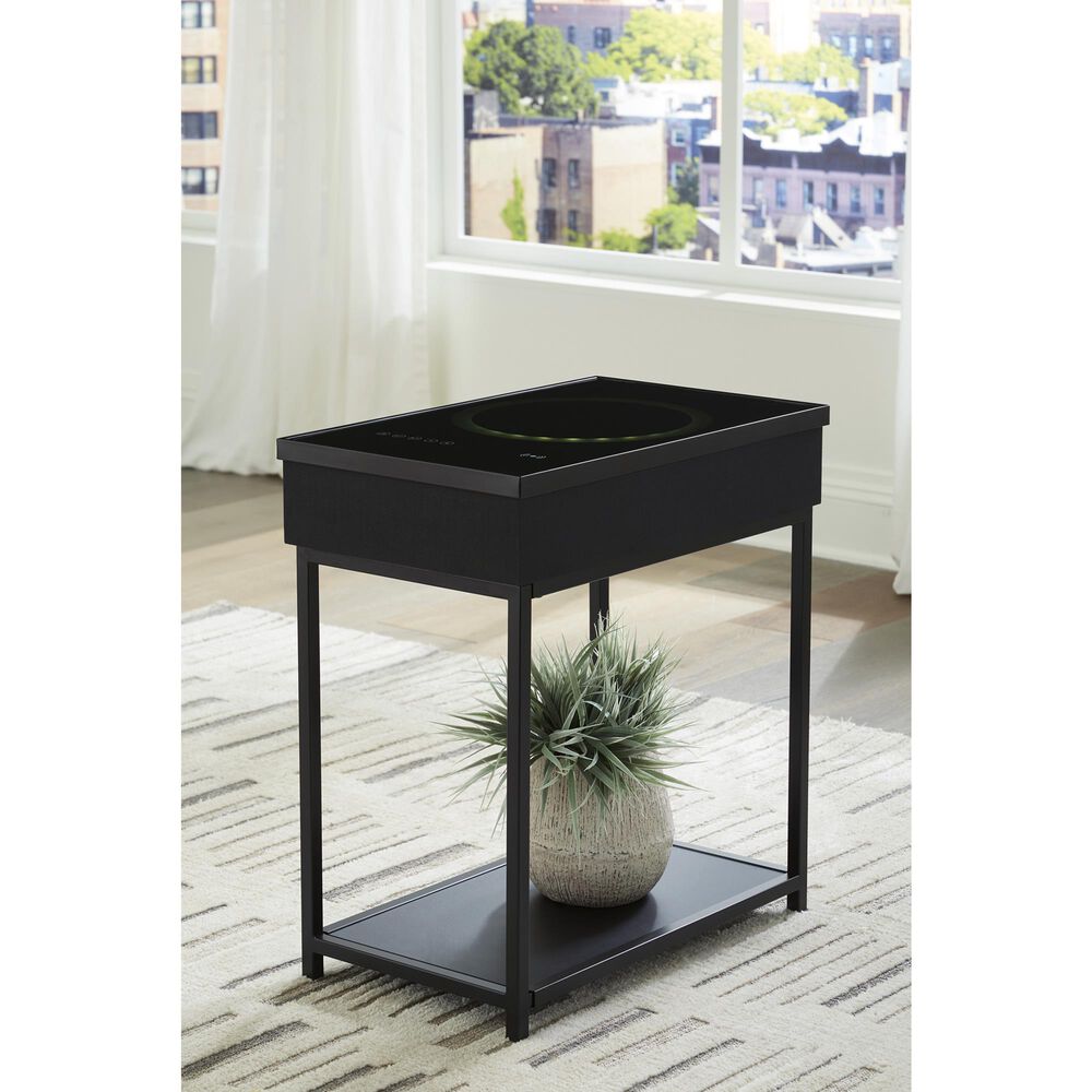 Ashley Gemmet Accent End Table with Speaker in Black, , large