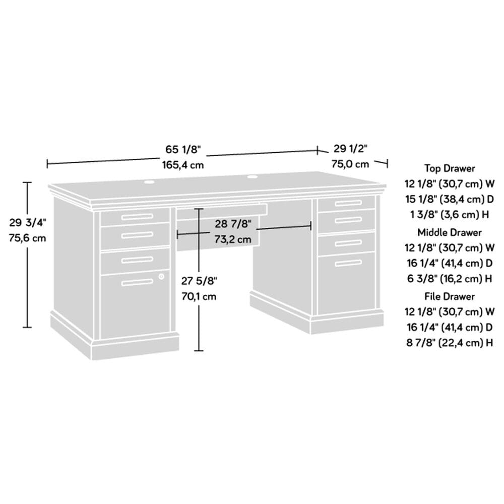 Sauder Aspen Post Executive Desk in Prime Oak, , large