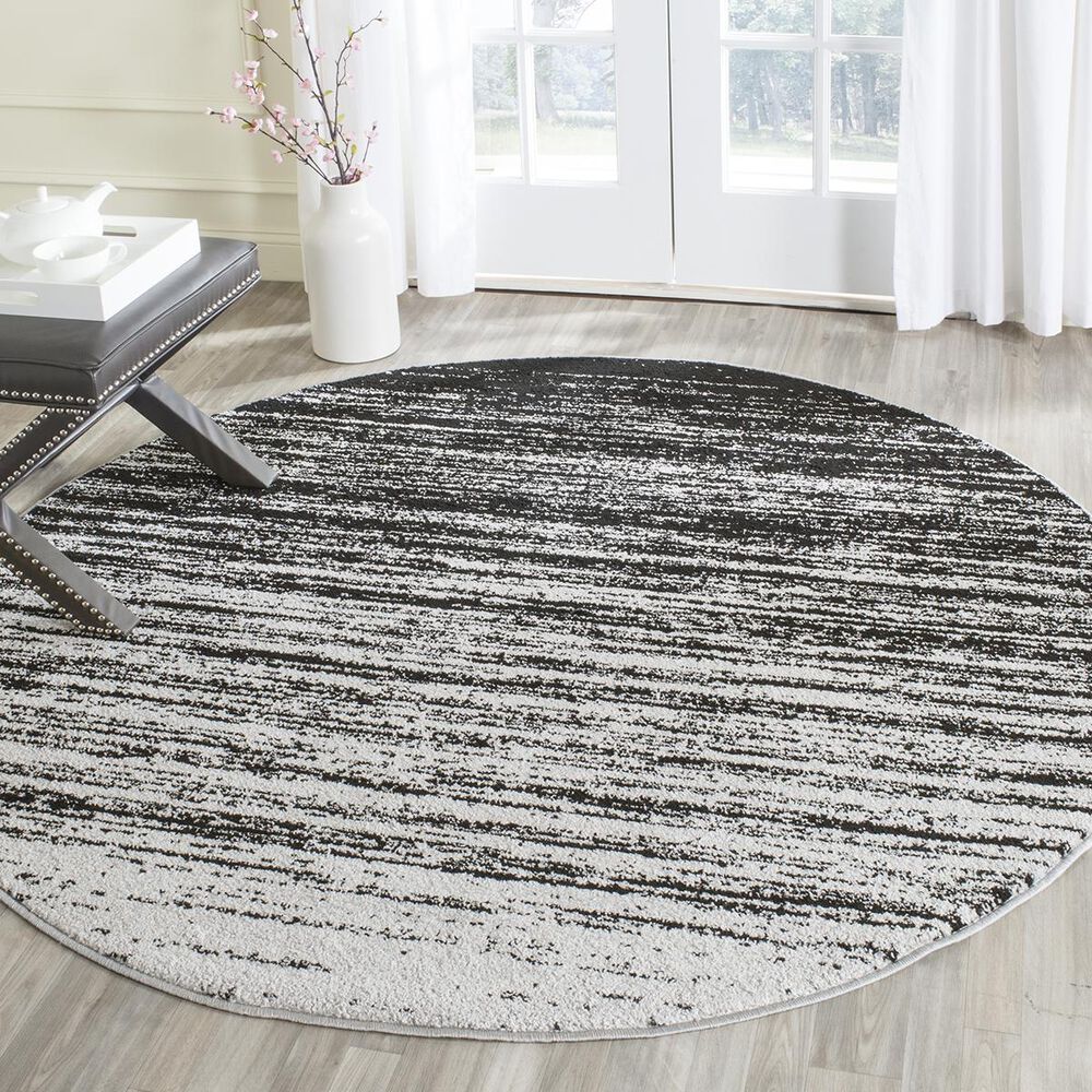 Safavieh Adirondack ADR113A-4R 4" x 4" Silver/Black Round Rug, , large