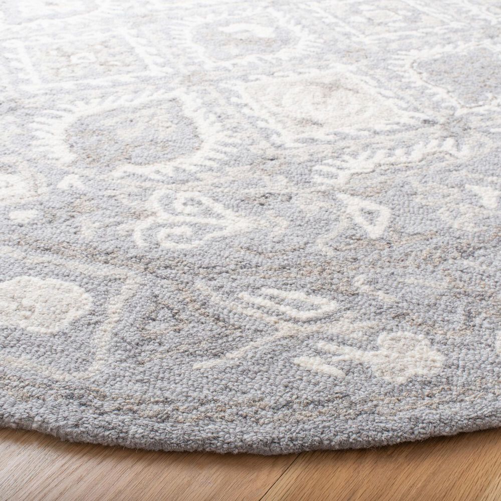Safavieh Micro-Loop Southwestern 5&#39; Round Ivory and Grey Area Rug, , large
