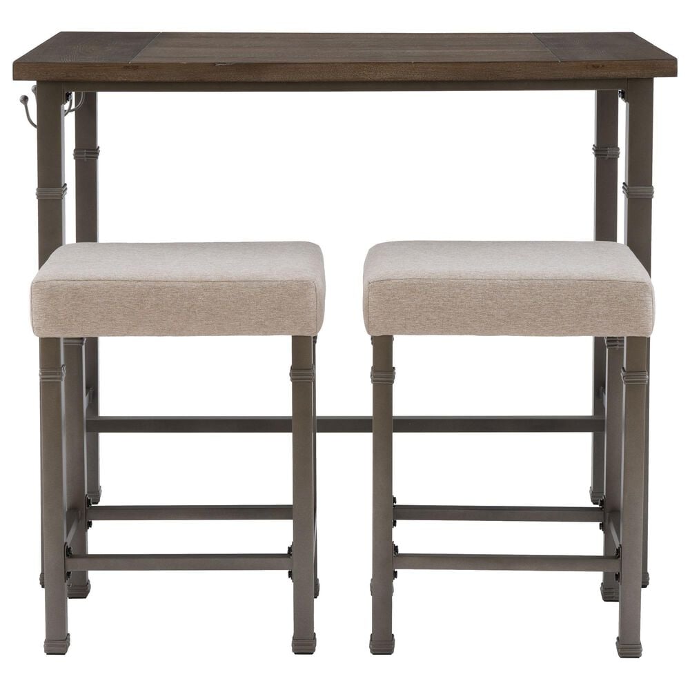 Linon Home Decor Austin 3-Piece Pub Set in Pewter and Grey Wash, , large