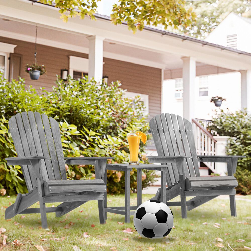 Hearth and Haven Outdoor Folding Adirondack Chair in Gray &#40;Set of 2&#41;, , large
