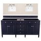 James Martin Vanities Brittany 72" Double Bathroom Vanity in Victory Blue with 3 cm Eternal Marfil Quartz Top and Rectangle Sinks, , large