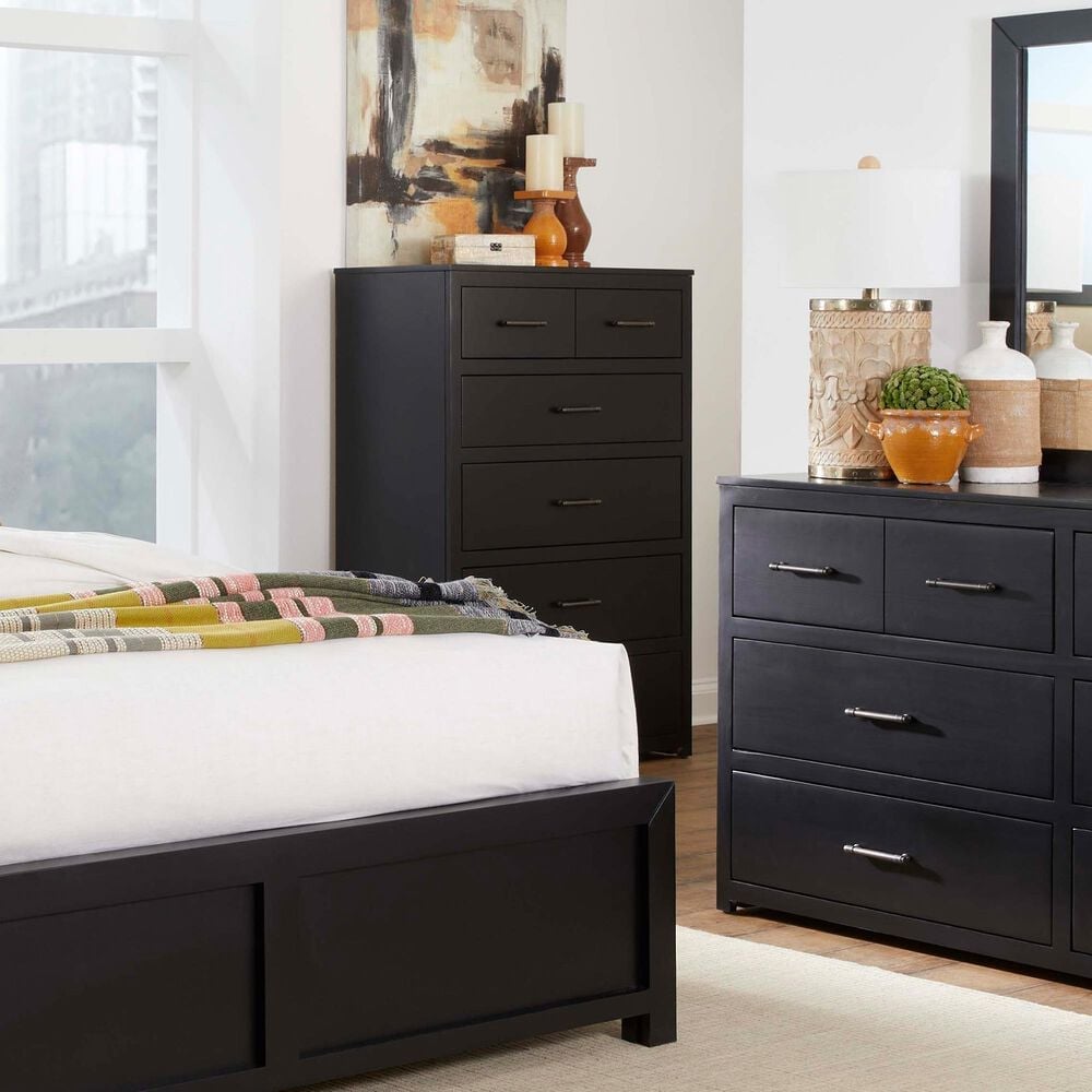 Tiddal Home Warrior 4-Piece King Panel Bedroom Set in Black, , large