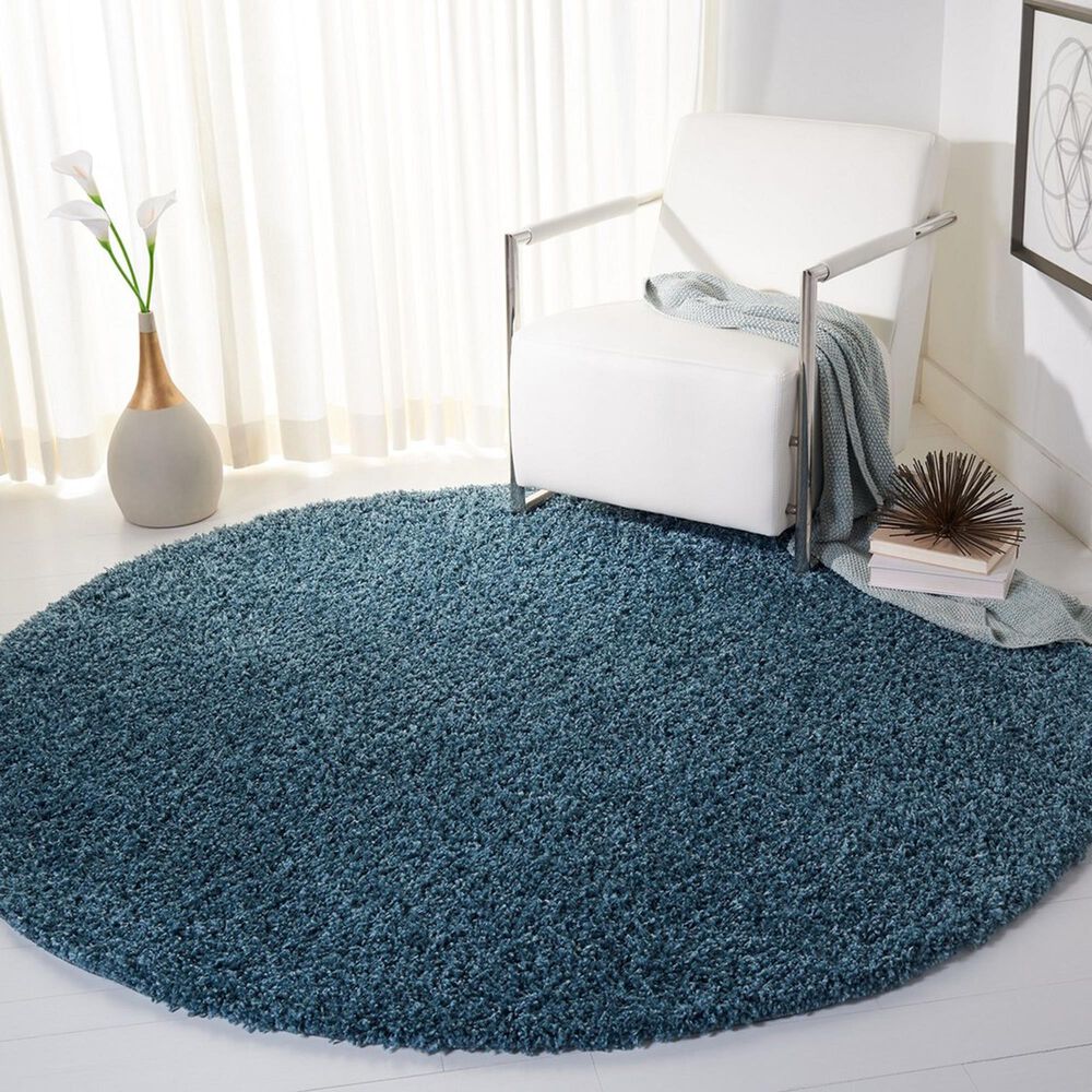 Safavieh Venus Shag 5&#39;3&quot; Round Blue Area Rug, , large