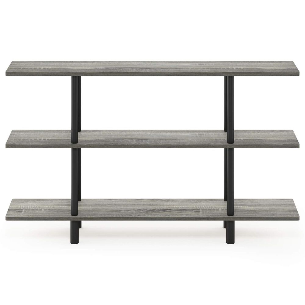 HOMLUX Turn-N-Tube 3-Tier Wide Display Shelf in French Oak and Black, , large