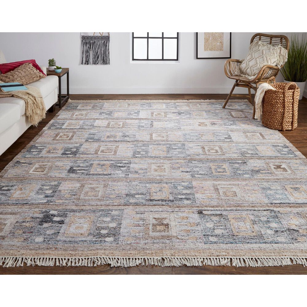 Feizy Beckett 5&#39; x 8&#39; Charcoal and Multicolor Area Performance Rug, , large