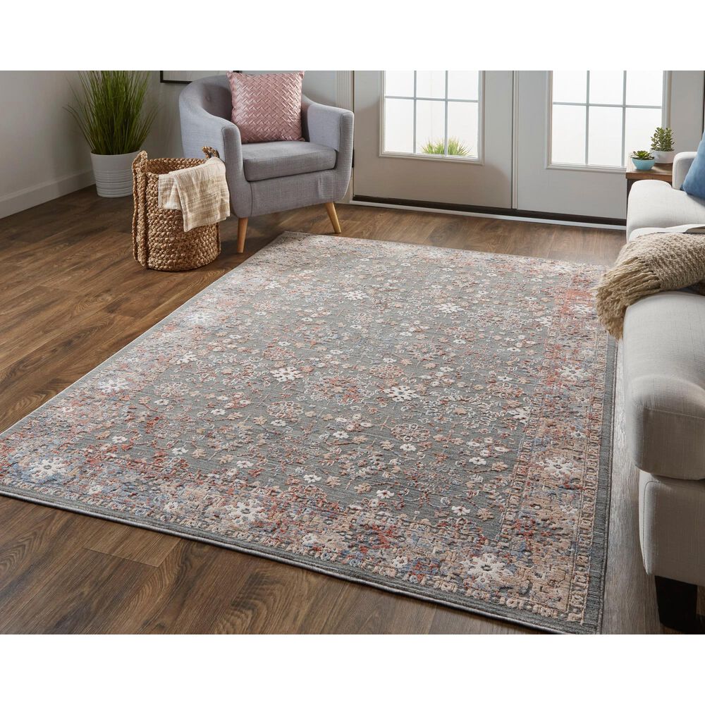Feizy Thackery 7&#39;10&quot; x 9&#39;10&quot; Charcoal and Red Area Rug, , large