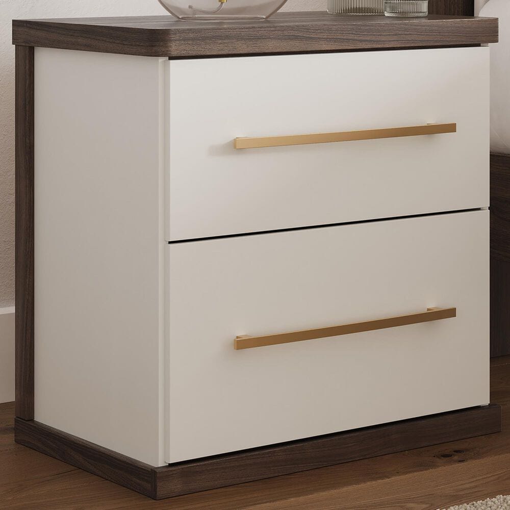 Ashley Kendanport 2-Drawer Nightstand in Dark Brown and Matte White, , large