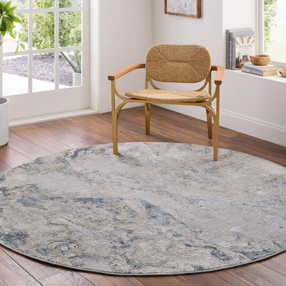 Surya Brunswick Dusty Sage, Taupe, Light Gray, White, Pale Blue, Olive, Teal, Light Sage and Navy 7&#39;10&quot; Round Area Rug, , large