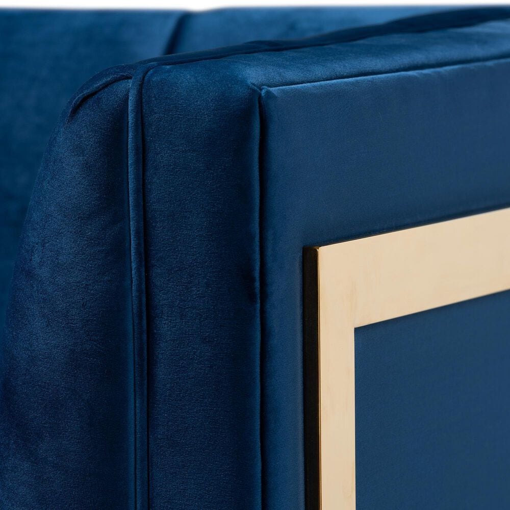 Baxton Studio Ambra Arm Chair in Navy Blue, , large