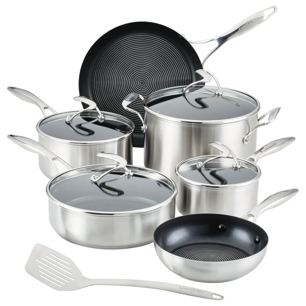 Circulon 10-Piece Nonstick Cookware Set with Bonus Slotted Turner in Stainless Steel, , large
