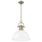 Golden Lighting Duncan 1-Light Pendant with Chain and Matte White Shade in Aged Brass, , large