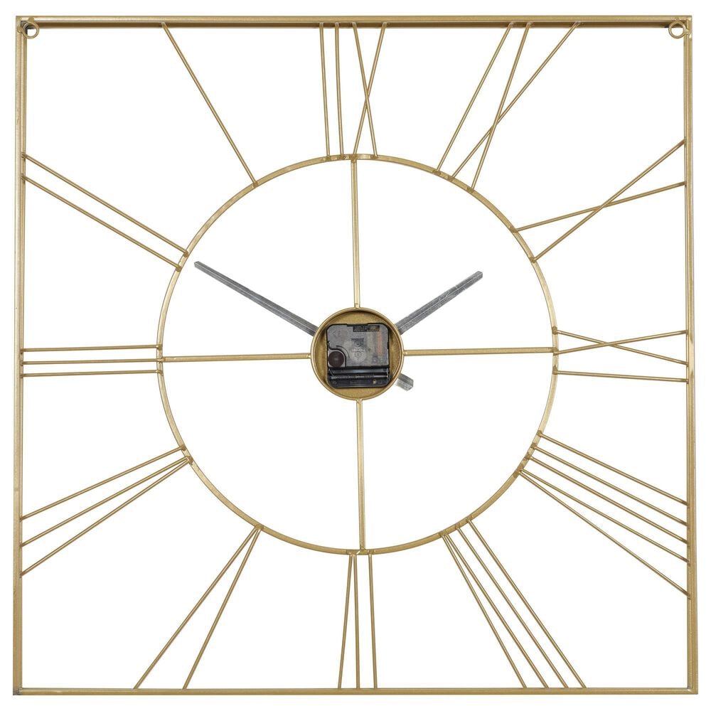 Maple and Jade Open Frame Square Decorative Wall Clock in Polished Gold, , large