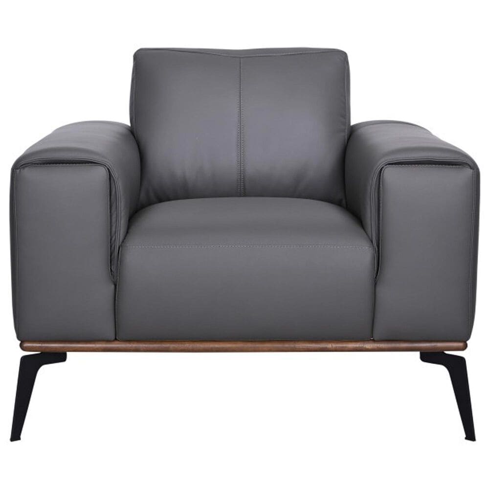 37B Pietro Stationary Leather Chair in Gray, , large