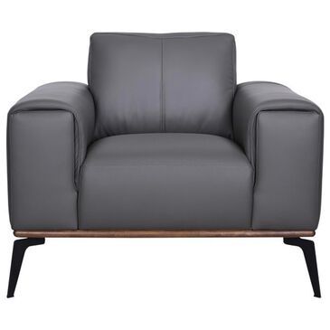 37B Pietro Stationary Leather Chair in Gray, , large