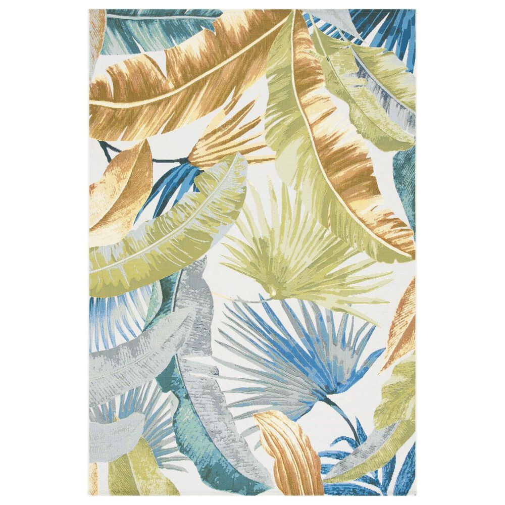 Safavieh Barbados Tropical Botanical 3"3" x 5" Gold and Green Indoor/Outdoor Area Rug, , large