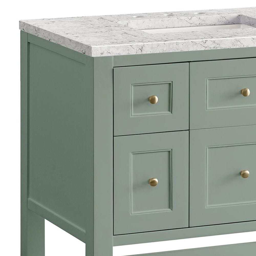James Martin Vanities Breckenridge 36&quot; Single Bathroom Vanity in Smokey Celadon with 3 cm Eternal Jasmine Pearl Quartz Top and Rectangular Sink, , large