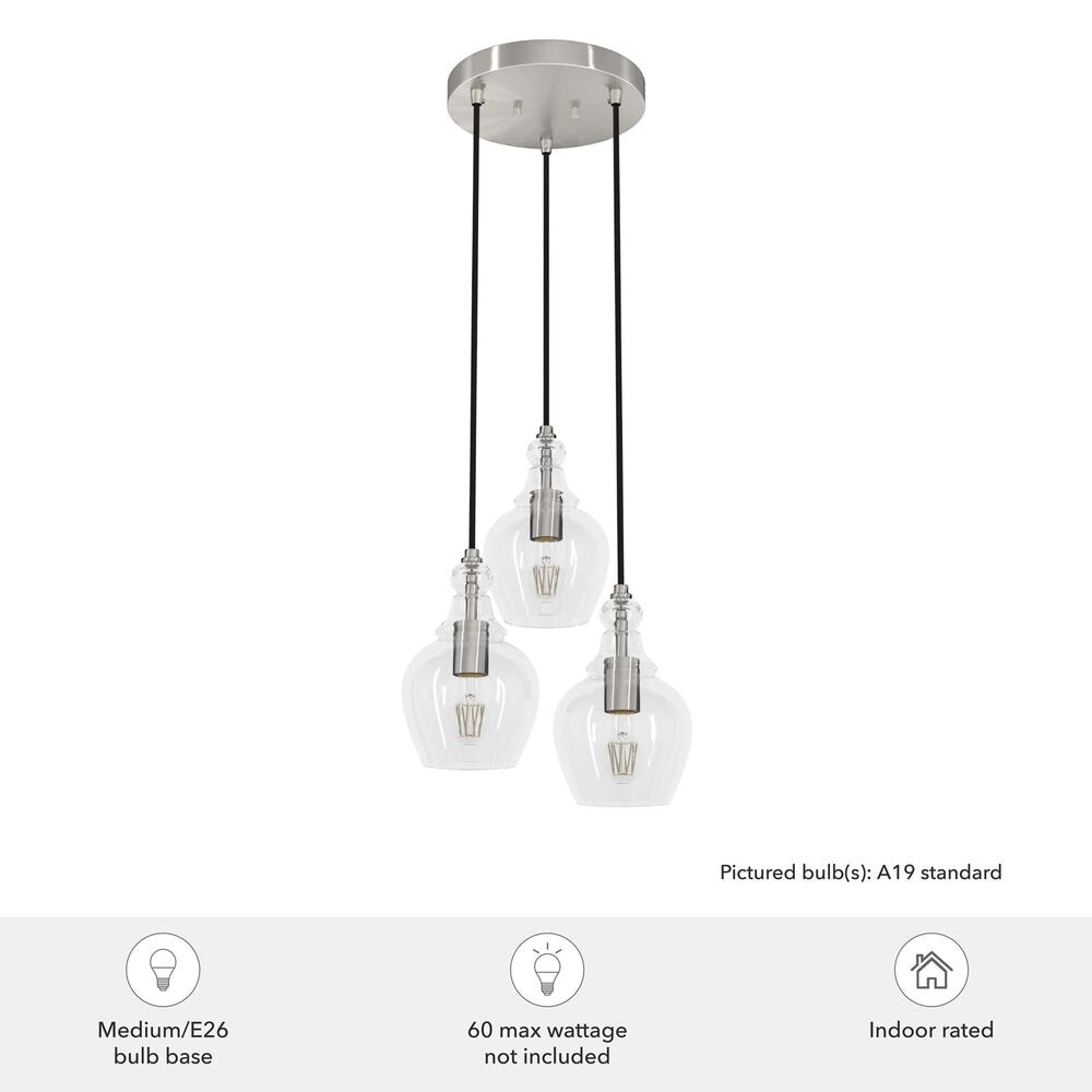Hunter Maple Park 14&quot; 3-Light Cluster in Brushed Nickel, , large