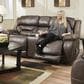 HomeStretch Power Reclining Loveseat with Headrest and Lumbar in Walnut, , large