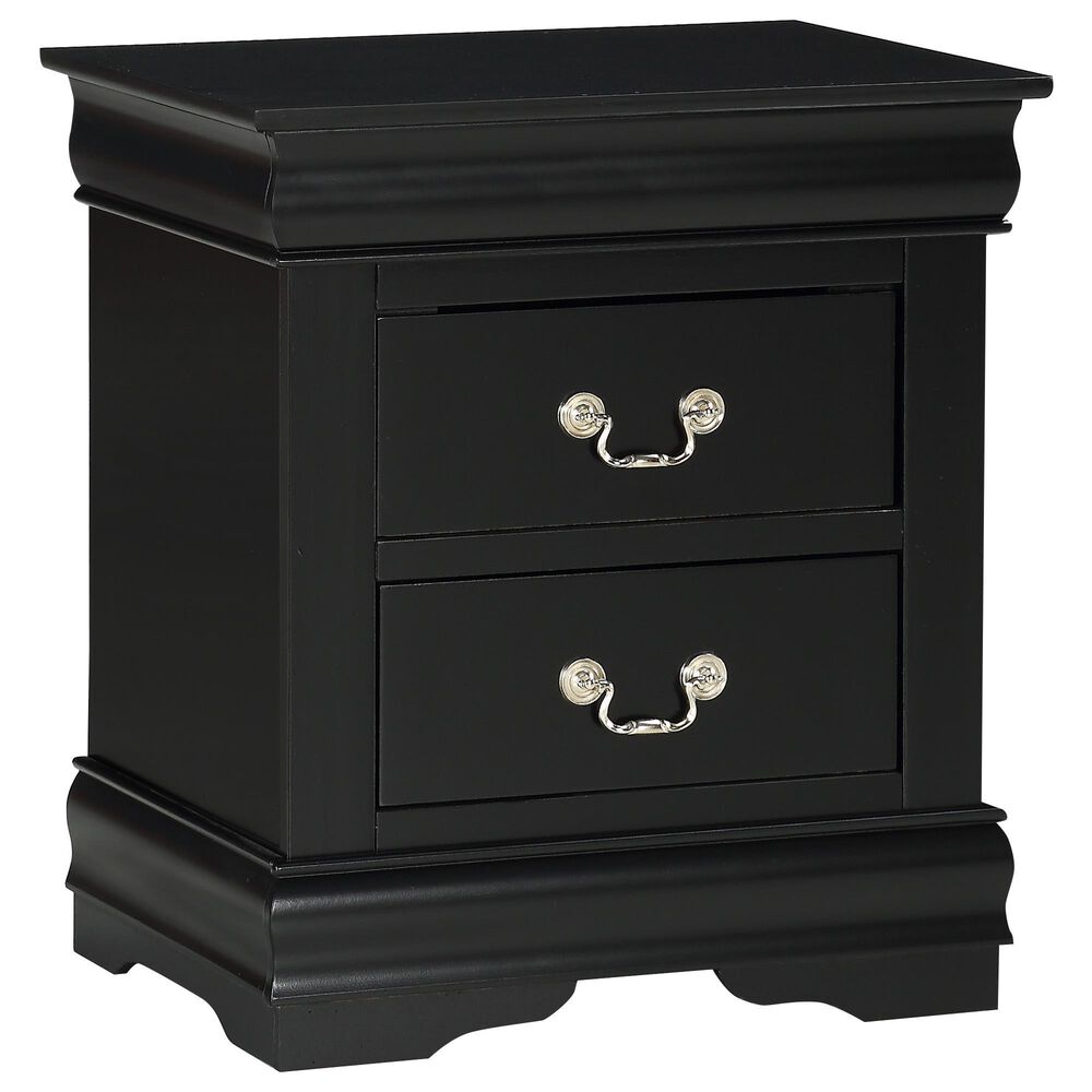 Crown Mark Louis Philip 2 Drawer Nightstand in Black, , large