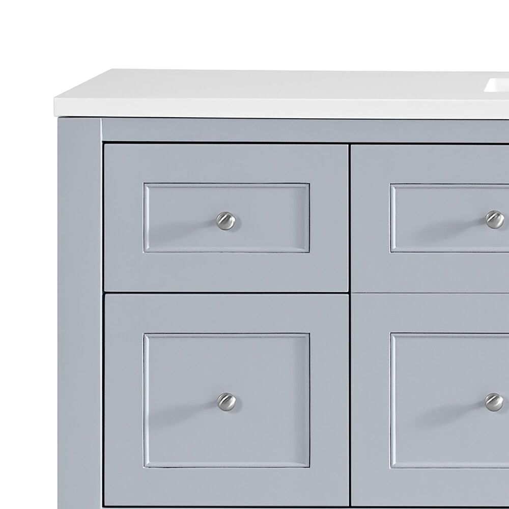James Martin Vanities Breckenridge 60" Single Bathroom Vanity in Serenity Blue with 3 cm White Zeus Quartz Top and Rectangular Sink, , large