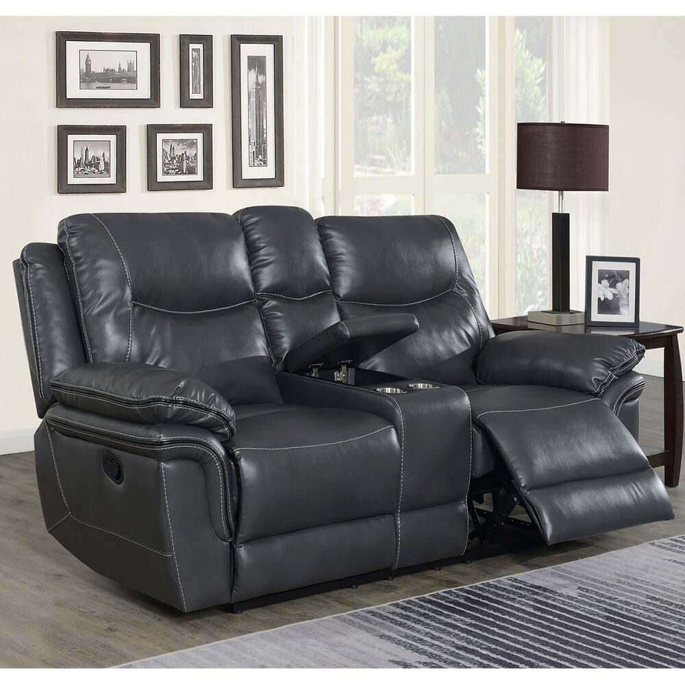 Crystal City Isabella Manual Reclining Loveseat with Console in Gray, , large