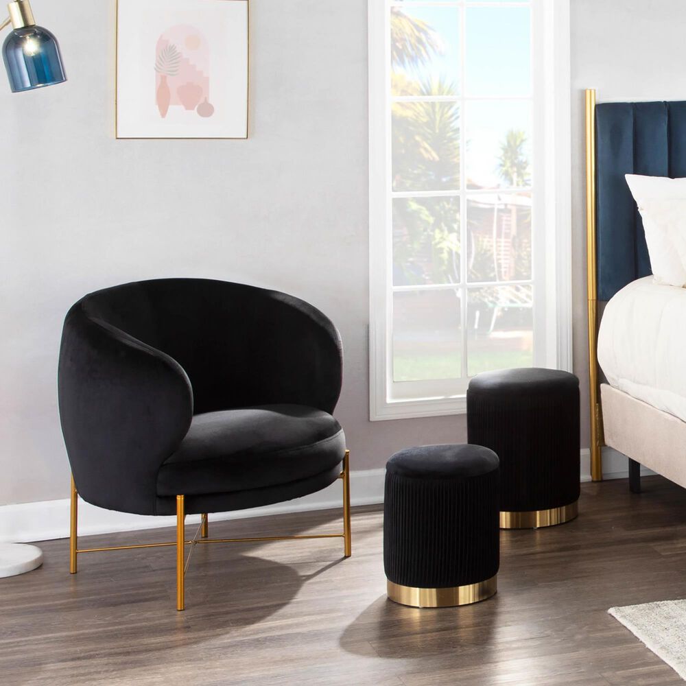 Lumisource Marla 2-Piece Nesting Ottoman Set in Black, , large