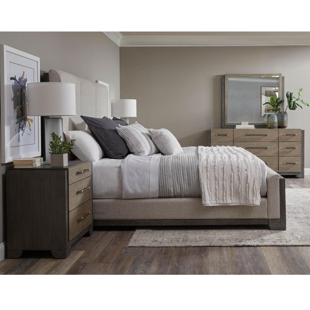 Nicolette Home Anderson Park Dark 4-Piece King Upholstered Bedroom Set in Moose Trail and Frontier Brown, , large