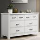 HOMLUX Cassini 6-Drawer Dresser with Black Handles in White, , large