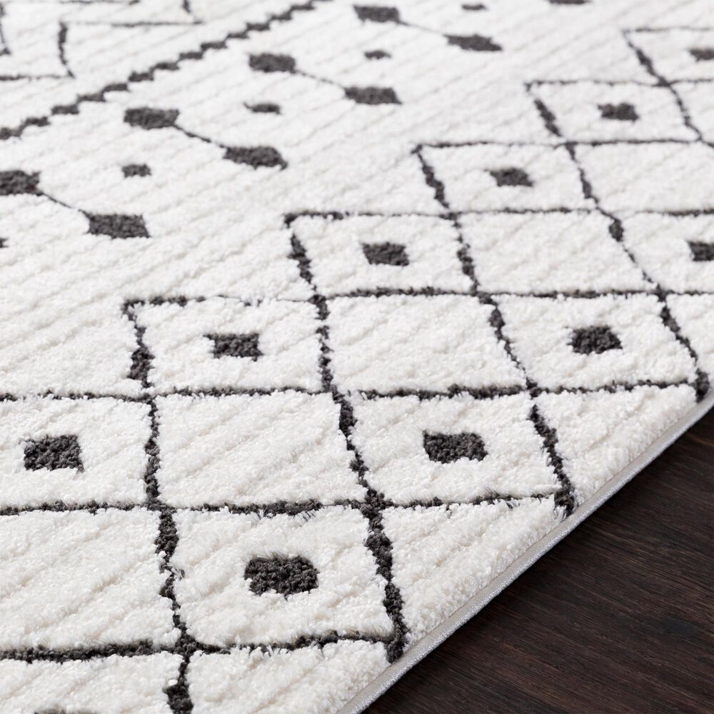 Surya Moroccan Shag 2&#39;7&quot; x 7&#39;3&quot; Black and White Runner, , large