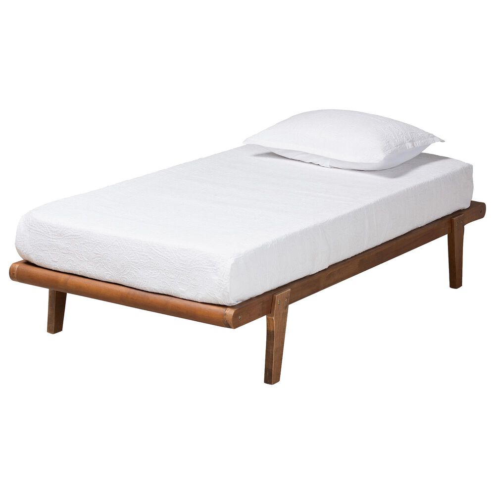 Baxton Studio Kaia Twin Platform Bed Frame in Walnut Brown, , large