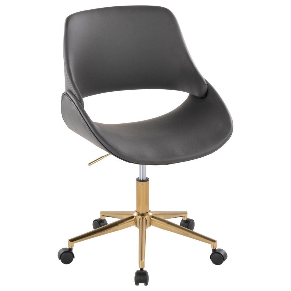 Lumisource Fabrico Office Chair with Grey Cushion in Gold, , large