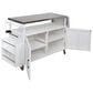 Hearth and Haven Outdoor Kitchen Island Cart with Adjustable Shelves and Stainless Steel Top in White, , large