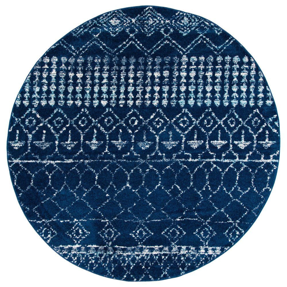 Safavieh Tulum 5" Round Navy and Ivory Area Rug, , large