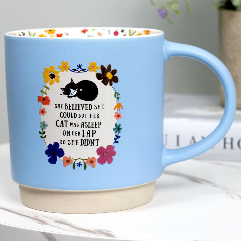 Pavilion 18 oz Cat Asleep Mug in Blue, , large