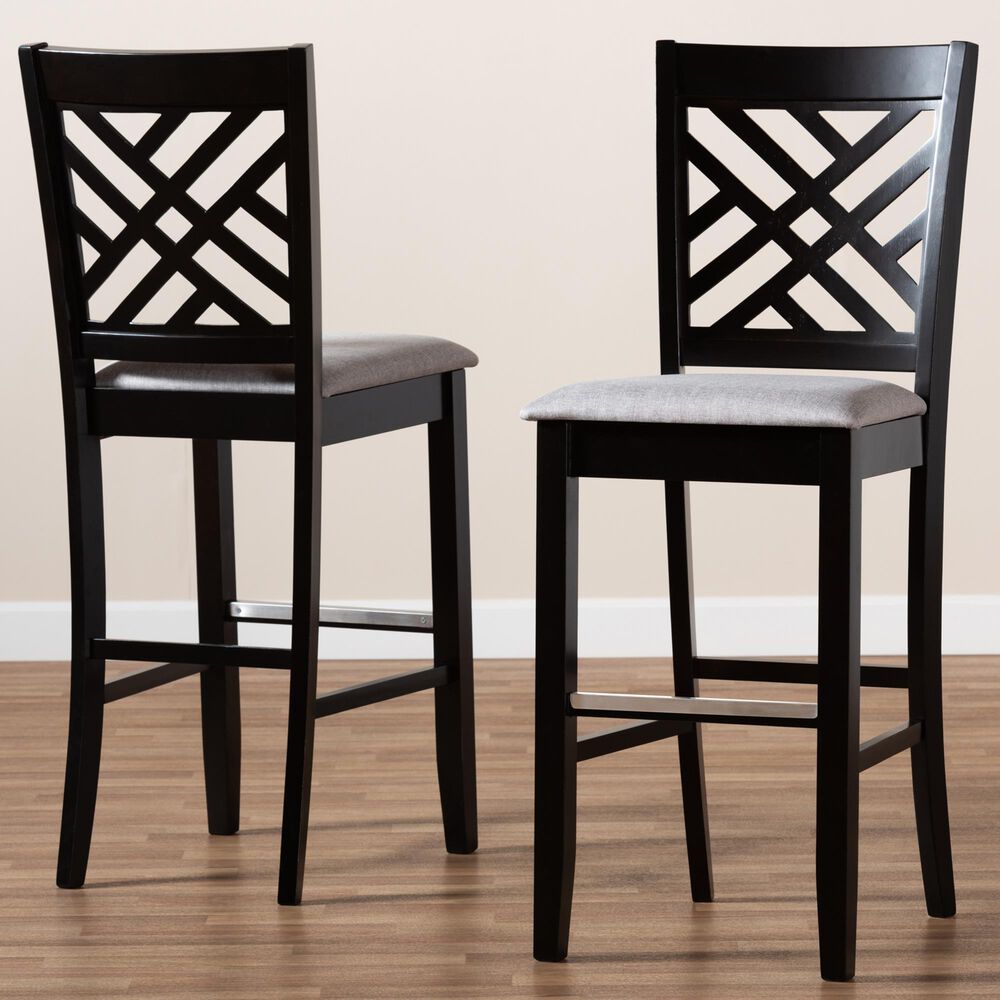 Baxton Studio Jason Bar Stool in Grey/Espresso Brown (Set of 2), , large
