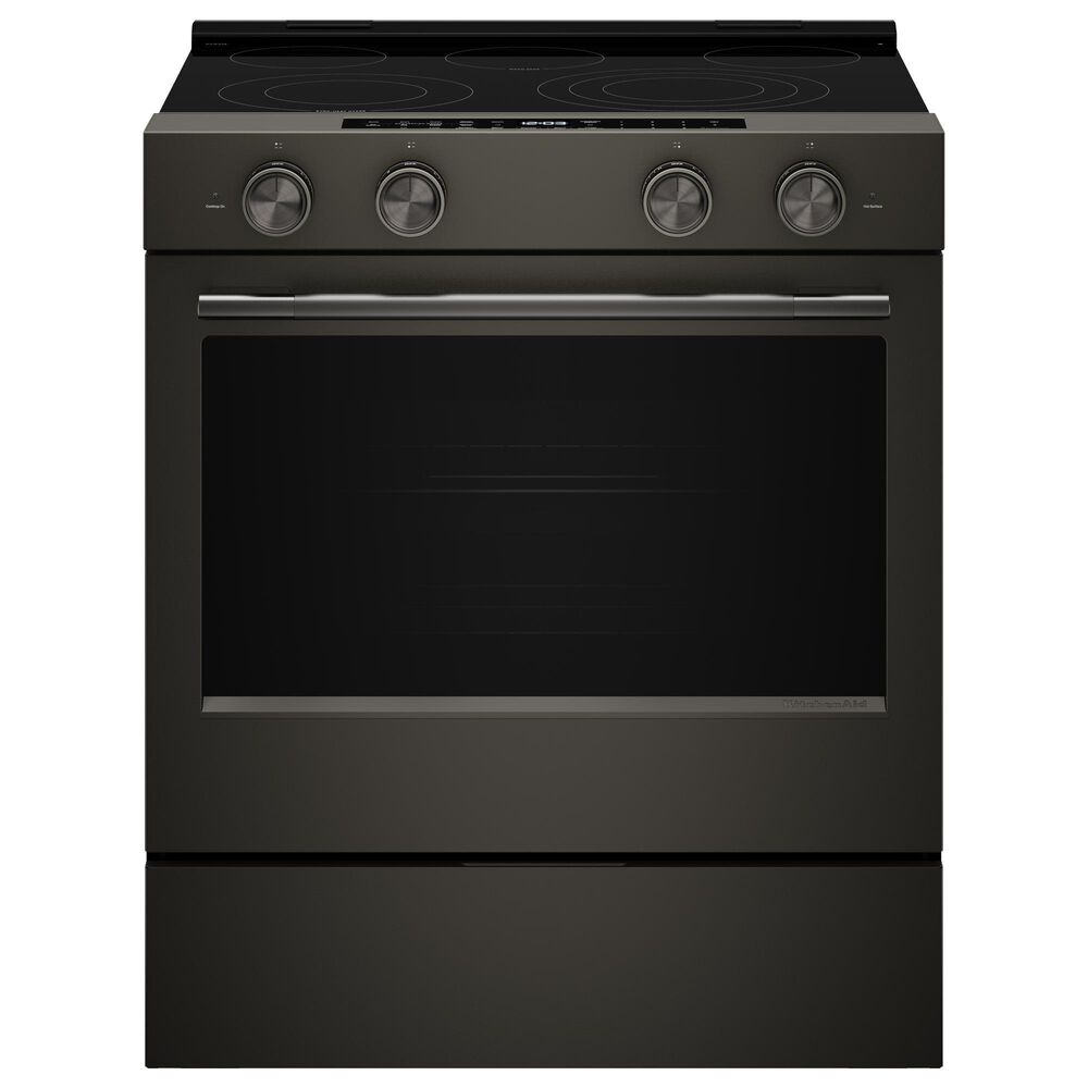 KitchenAid 2-Piece Kitchen Package with 30" Slide-In Smart Electric Range and 30" Over-the-Range Microwave Oven in Black Ore, , large