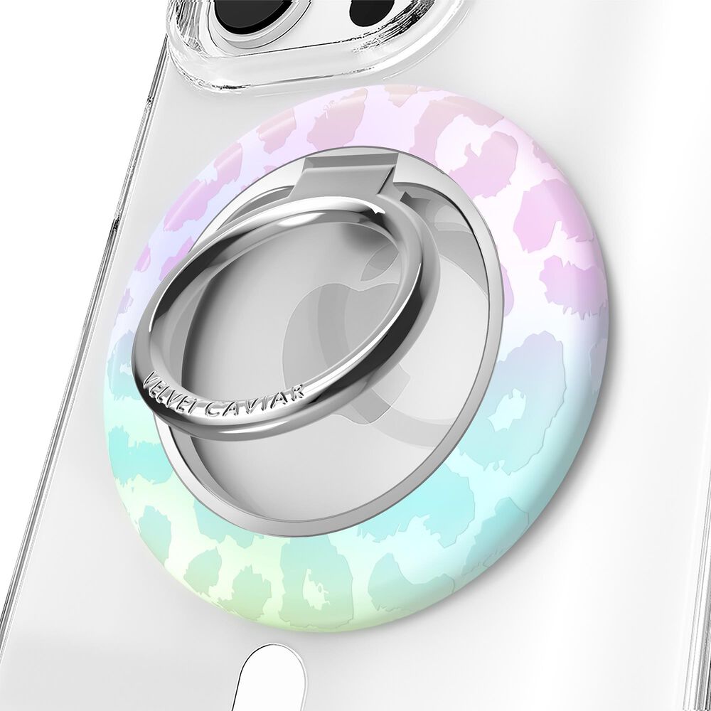 Velvet Caviar MagSafe Phone Grip Ring in White Opal Leopard, , large